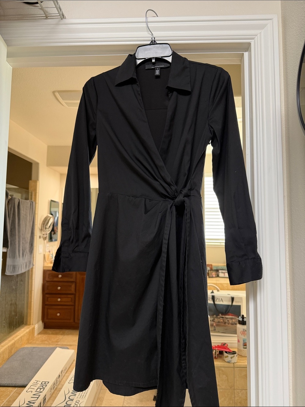 White House Black Market Black Wrap Shirt Dress